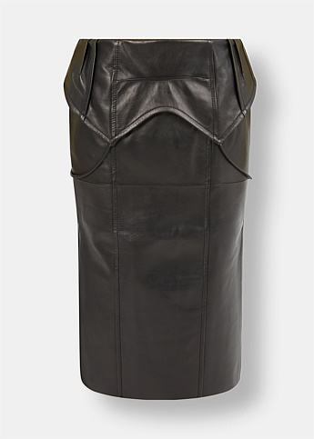 Ruel Folded Waist Leather Skirt