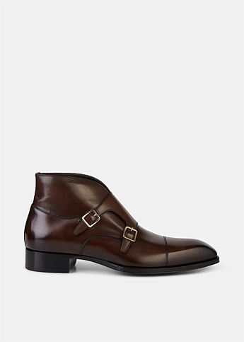Brown Monk Strap Ankle Boot
