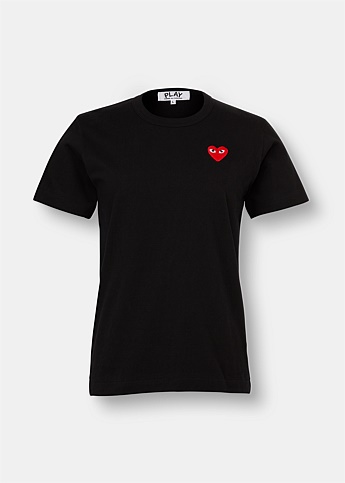 Classic Embroidered Heart Black T-Shirt