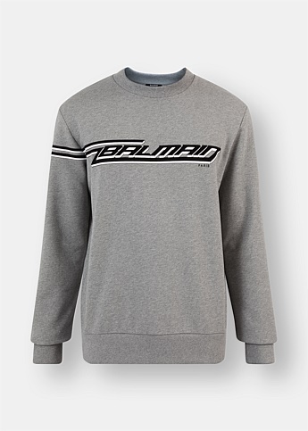 Grey Flock Print Logo Sweatshirt