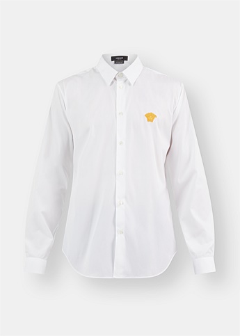 White Medusa Embroidered Cotton Shirt