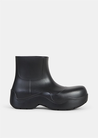 Black Rubber Ankle Boot 