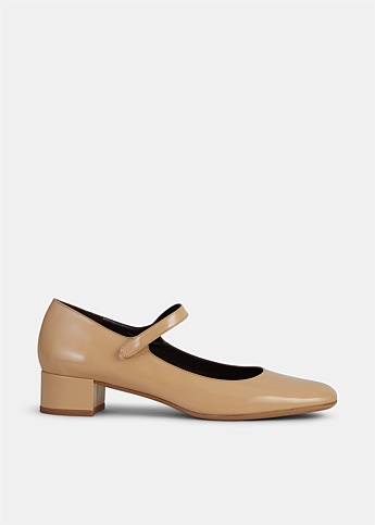 Ginny Cream Leather Mary-Jane Shoes 