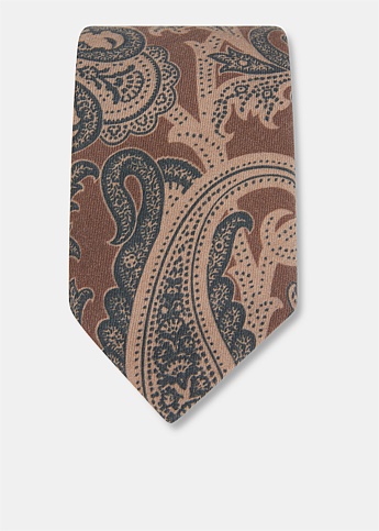 Burgundy Paisley Print Silk Tie