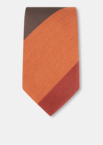 Diagonal Stripe Silk Cotton Tie