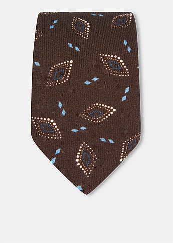 Brown Print Wool Tie