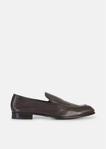 Brown Plain Leather Loafer