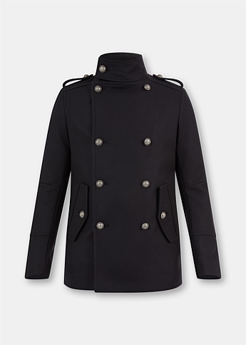 Navy Wool Double-Breasted Peacoat