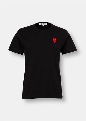 Embroidered Large Heart Black T-Shirt