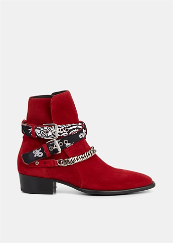 Red Bandana Ankle Boots