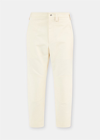 Straight Leg White Cotton Trousers