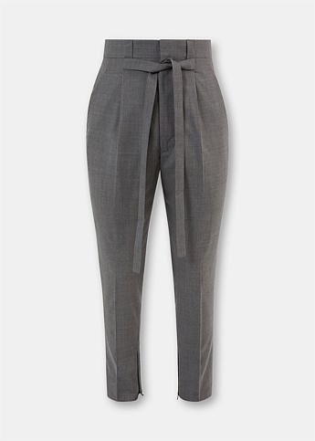 Grey Wool Double Pleated Trousers