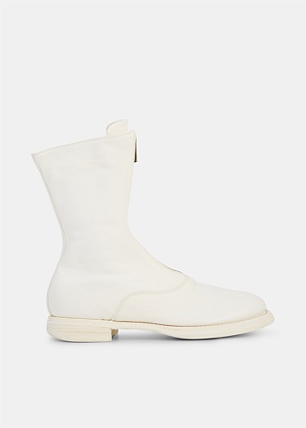 White High Front Zip Boot