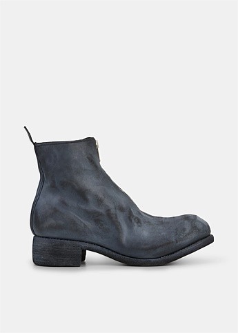 Grey Leather Front Zip Boots