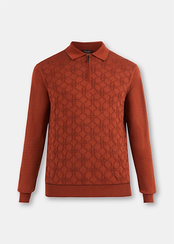 Orange Zip Polo Sweater