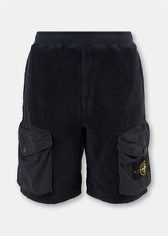 Navy Fleece Cargo Shorts