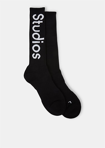 Black Logo Jacquard Socks
