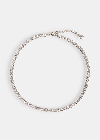 Silver Crystal Embellished Tennis Necklace