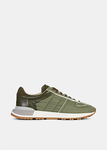 Khaki Panelled Low-Top Sneakers