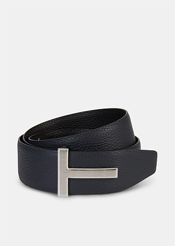 Navy Leather T Belt