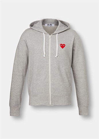 Embroidered Heart Front Zip Hoodie