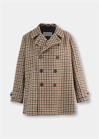 Ecru Check Double Breasted Jacket