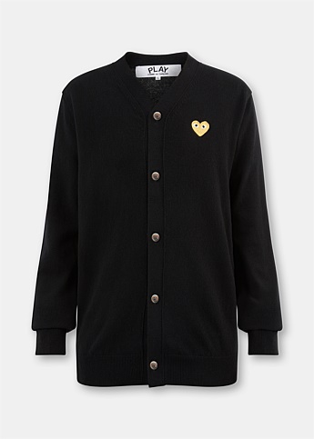 Embroidered Heart Black Cardigan
