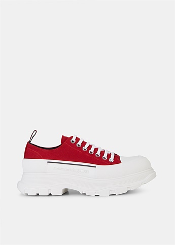 Red Low-Top Tread Sneakers