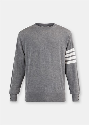 Grey 4-Bar Merino Pullover Sweater